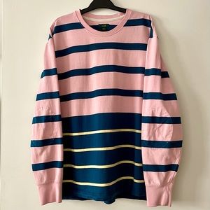 JCrew Pink & Blue Striped Long Sleeve Crewneck Tee